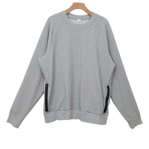 Alo Yoga Impel Sweatshirt Mens XL Gray Waffle-Textured Crew Neck Athletic - Picture 1 of 12